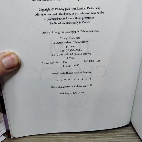 1st Printing Executive Orders Tom Clancy 1st Edition Hardcover Book - Picture 5 of 6